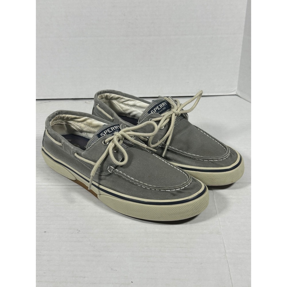 Sperry Bahama II Mens Grey Canvas Boat Shoes Sneakers 0772830 Size 10.5